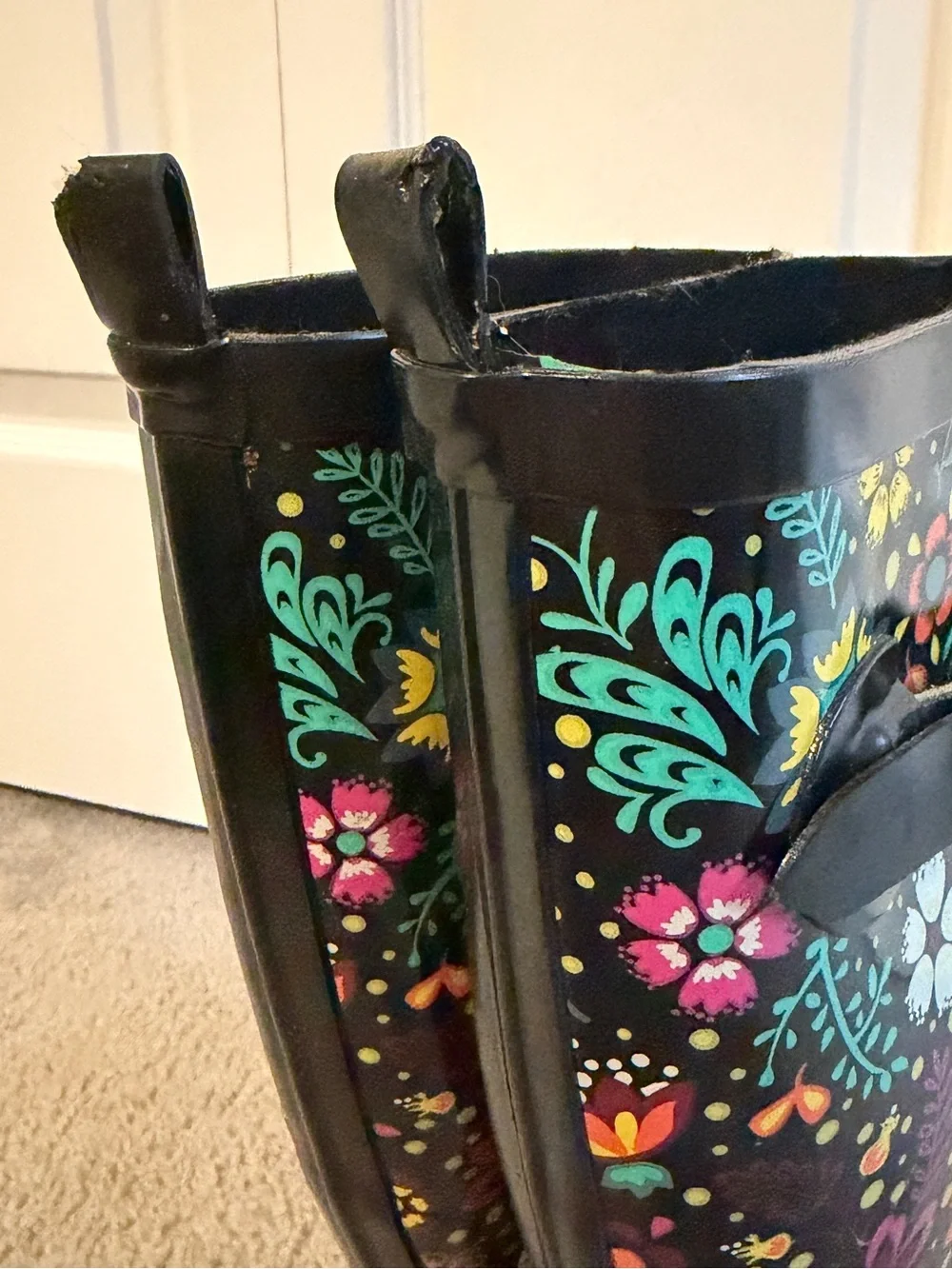 Source Unknown Black Floral Women's Rain Boots